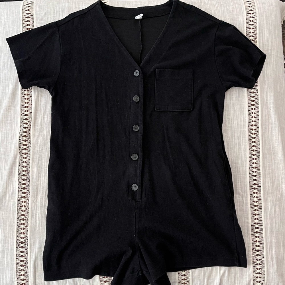 Black button up romper